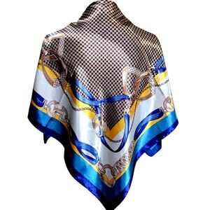 Women Satin Scarf 35 x 35 Multicolor Square Polyester